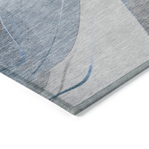 HomeRoots 5' Sky Blue and Gray Abstract Washable Area Rug for Indoor and Outdoor Stylish Living Spaces 8' X 10' 616769