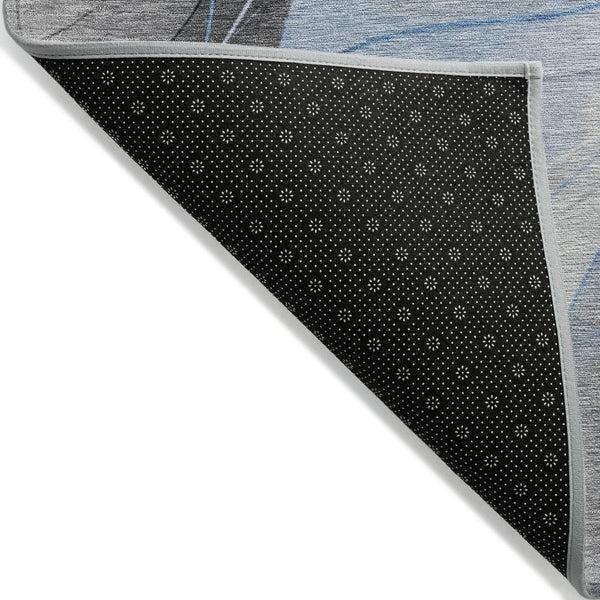 HomeRoots 9' X 12' Sky Blue Gray Silver Abstract Area Rug – Stylish, Washable, Indoor/Outdoor, Stain-Resistant 616770