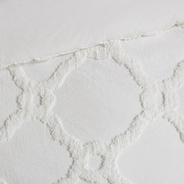 English Elm 3 Piece Tufted Cotton Chenille Geometric Comforter Set Off-White King/Cal King - Soft, OEKO-TEX Certified, Machine Washable, Shabby Chic Texture B03597080