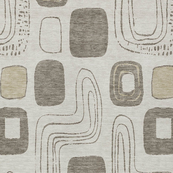 HomeRoots 5' Modern Geometric Area Rug in Beige and Tan – Washable Indoor/Outdoor Durable Style for Any Space 5' X 8' 616797