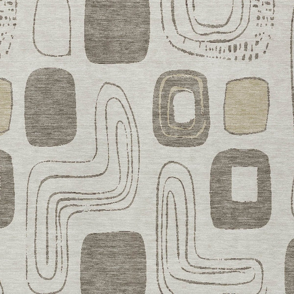 HomeRoots 5' Modern Geometric Area Rug in Beige and Tan – Washable Indoor/Outdoor Durable Style for Any Space 8' X 10' 616799