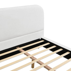 English Elm Unique White Upholstered King Bed Rubberwood Legs Sculpted Panels Modern Bedroom N769K460510W