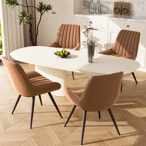English Elm Modern Dining Chairs Set Of 4 – Comfy Upholstered Kitchen Seats With Thick Cushions & Metal Legs T3950P394445