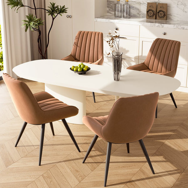 English Elm Modern Dining Chairs Set Of 4 – Comfy Upholstered Kitchen Seats With Thick Cushions & Metal Legs T3950P394445
