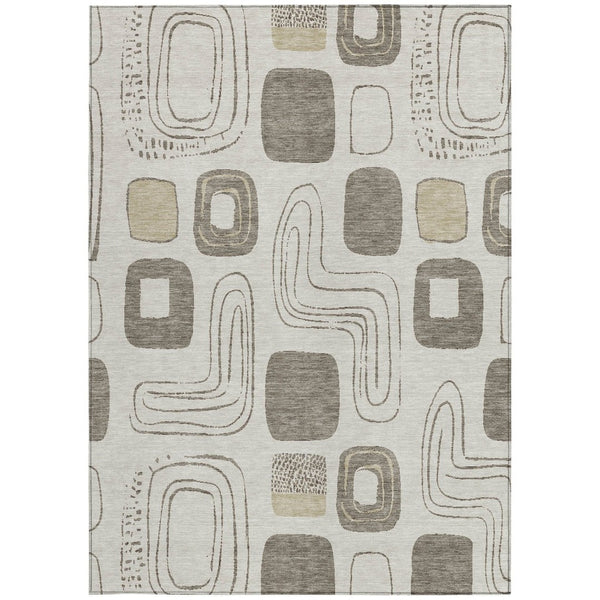 HomeRoots 5' Modern Geometric Area Rug in Beige and Tan – Washable Indoor/Outdoor Durable Style for Any Space 9' X 12' 616800