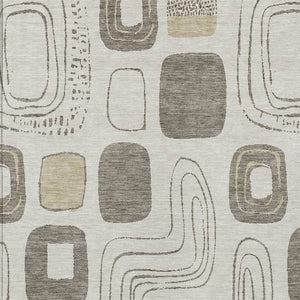 HomeRoots 5' Modern Geometric Area Rug in Beige and Tan – Washable Indoor/Outdoor Durable Style for Any Space 9' X 12' 616800