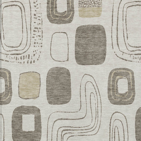 HomeRoots 5' Modern Geometric Area Rug in Beige and Tan – Washable Indoor/Outdoor Durable Style for Any Space 9' X 12' 616800