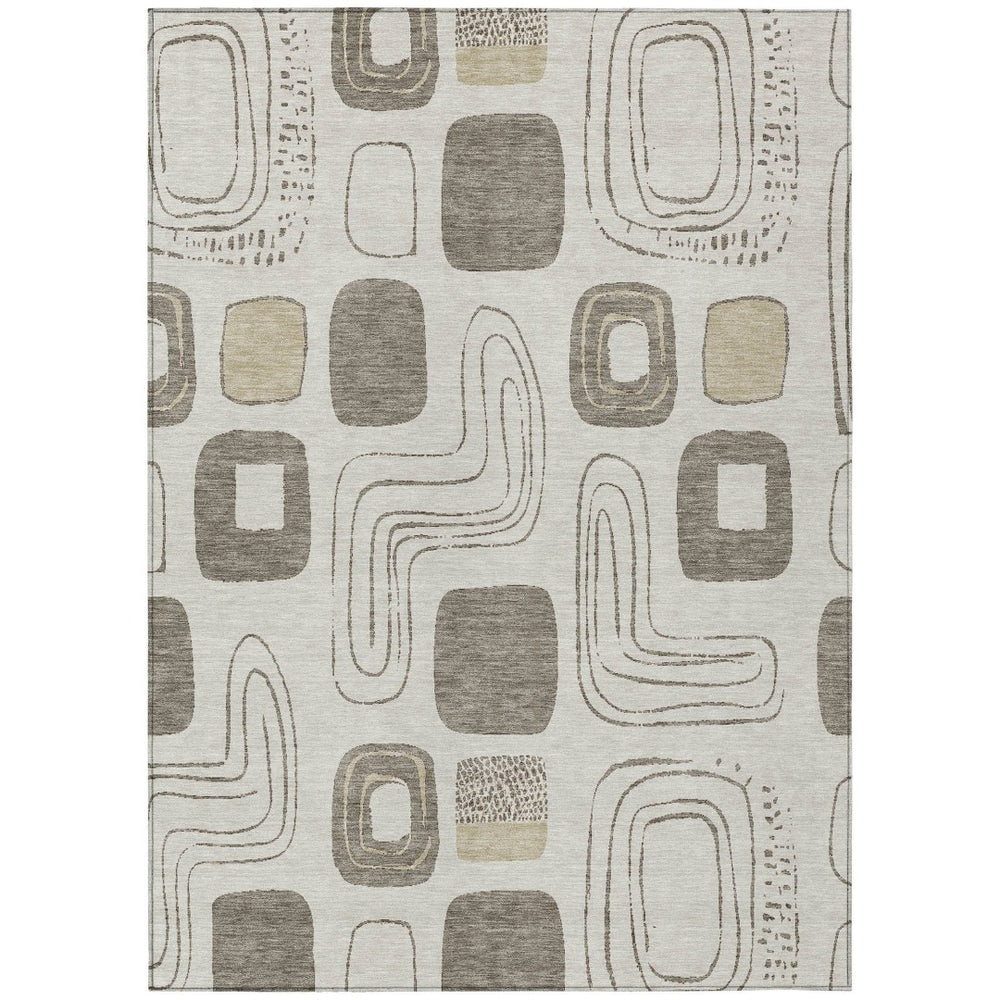 HomeRoots 5' Modern Geometric Area Rug in Beige and Tan – Washable Indoor/Outdoor Durable Style for Any Space 10' X 14' 616801