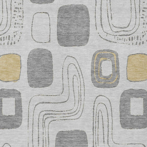 HomeRoots 5' Modern Geometric Area Rug in Gray-Silver and Gold - Washable, Durable, Indoor/Outdoor Style 5' X 8' 616809