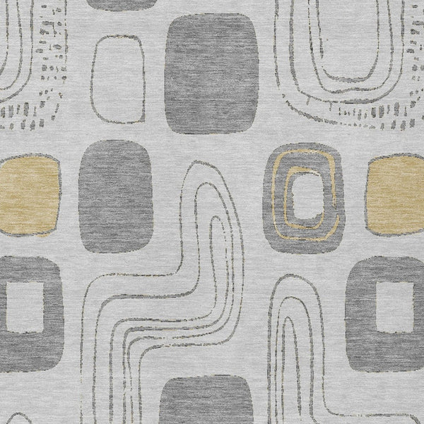 HomeRoots 5' Modern Geometric Area Rug in Gray-Silver and Gold - Washable, Durable, Indoor/Outdoor Style 5' X 8' 616809