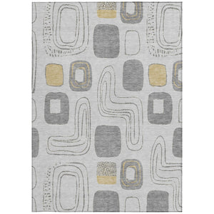 HomeRoots 5' Modern Geometric Area Rug in Gray-Silver and Gold - Washable, Durable, Indoor/Outdoor Style 8' X 10' 616811