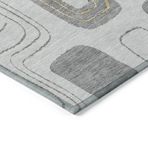 HomeRoots 5' Modern Geometric Area Rug in Gray-Silver and Gold - Washable, Durable, Indoor/Outdoor Style 8' X 10' 616811