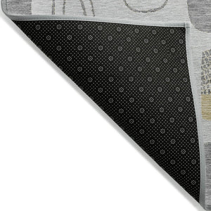 HomeRoots 5' Modern Geometric Area Rug in Gray-Silver and Gold - Washable, Durable, Indoor/Outdoor Style 9' X 12' 616812