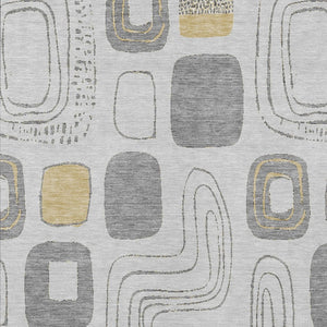 HomeRoots 5' Modern Geometric Area Rug in Gray-Silver and Gold - Washable, Durable, Indoor/Outdoor Style 9' X 12' 616812