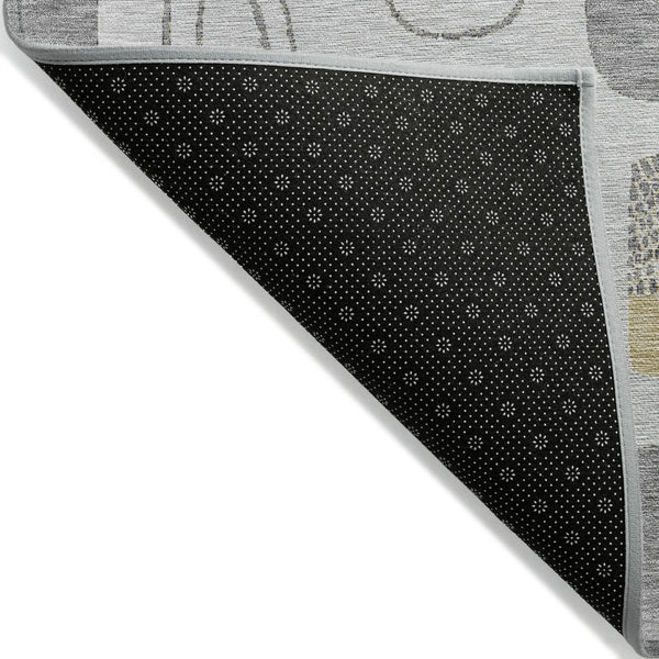 HomeRoots 5' Modern Geometric Area Rug in Gray-Silver and Gold - Washable, Durable, Indoor/Outdoor Style 10' X 14' 616813