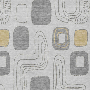 HomeRoots 5' Modern Geometric Area Rug in Gray-Silver and Gold - Washable, Durable, Indoor/Outdoor Style 10' X 14' 616813