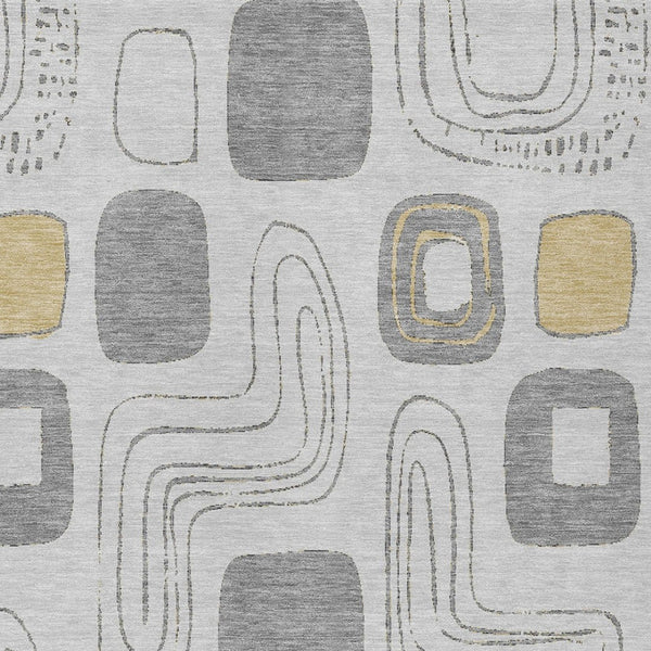 HomeRoots 5' Modern Geometric Area Rug in Gray-Silver and Gold - Washable, Durable, Indoor/Outdoor Style 10' X 14' 616813
