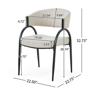 English Elm Upholstered Gray Fabric Dining Chair Set of Two with Sleek Metal Legs Modern Style N768P184752B