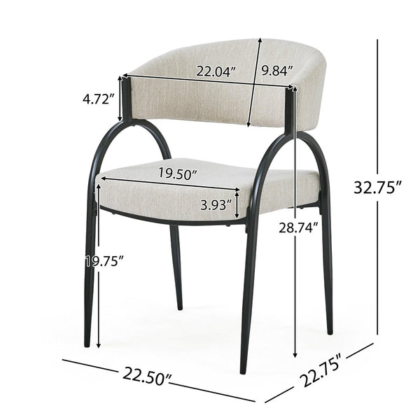 English Elm Upholstered Gray Fabric Dining Chair Set of Two with Sleek Metal Legs Modern Style N768P184752B