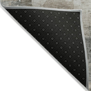 HomeRoots 5' Abstract Ivory Gray and Khaki Washable Area Rug for Indoor Outdoor Use - Durable and Stylish 9' X 12' 616836