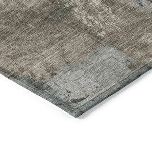 HomeRoots 5' Abstract Ivory Gray and Khaki Washable Area Rug for Indoor Outdoor Use - Durable and Stylish 9' X 12' 616836