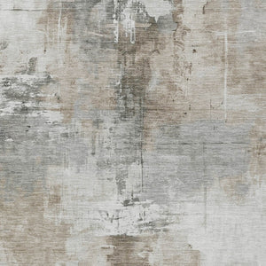 HomeRoots 5' Abstract Ivory Gray and Khaki Washable Area Rug for Indoor Outdoor Use - Durable and Stylish 10' X 14' 616837