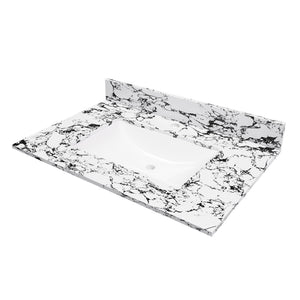 English Elm 31"X22" Bathroom Vanity Top With Undermount Ceramic Sink, Backsplash & Durable Panda White Finish W509P362103