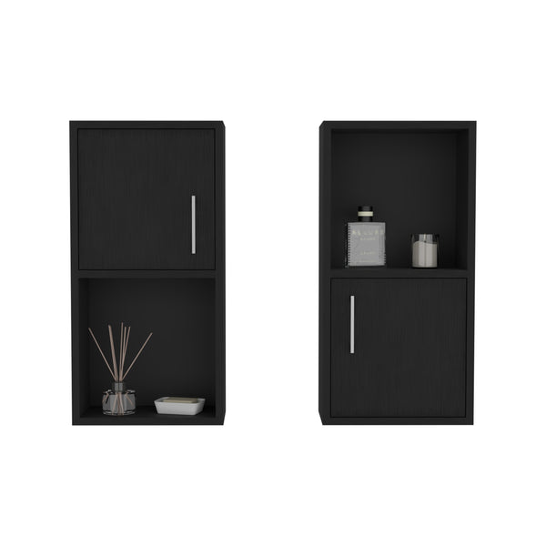 English Elm Wall Mounted Bathroom Medicine Cabinet Eak 24" H Black – Compact 4-Shelf Engineered Wood Storage, Sleek Design B097P199746