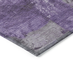 HomeRoots 9' X 12' Bold Purple Eggplant & Ivory Abstract Washable Area Rug for Indoor & Outdoor Spaces 616842