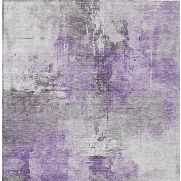 HomeRoots 9' X 12' Bold Purple Eggplant & Ivory Abstract Washable Area Rug for Indoor & Outdoor Spaces 616842