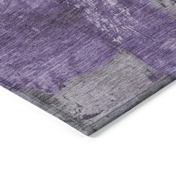 HomeRoots 5' Washable Indoor Outdoor Area Rug in Eggplant Purple and Ivory Abstract Design for Modern Spaces 10' X 14' 616843