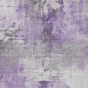 HomeRoots 5' Washable Indoor Outdoor Area Rug in Eggplant Purple and Ivory Abstract Design for Modern Spaces 10' X 14' 616843
