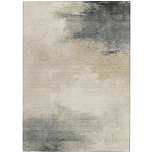 HomeRoots 5' Versatile Abstract Washable Area Rug in Beige, Taupe, and Ivory for Indoor & Outdoor Spaces 5' X 8' 616845