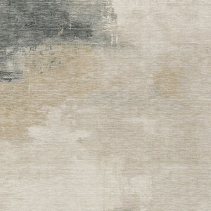 HomeRoots 5' Versatile Abstract Washable Area Rug in Beige, Taupe, and Ivory for Indoor & Outdoor Spaces 5' X 8' 616845