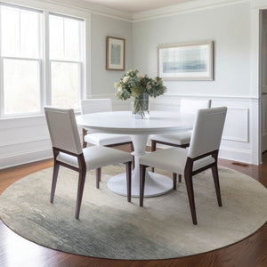 HomeRoots 5' Versatile Abstract Washable Area Rug in Beige, Taupe, and Ivory for Indoor & Outdoor Spaces 8' Round 616846