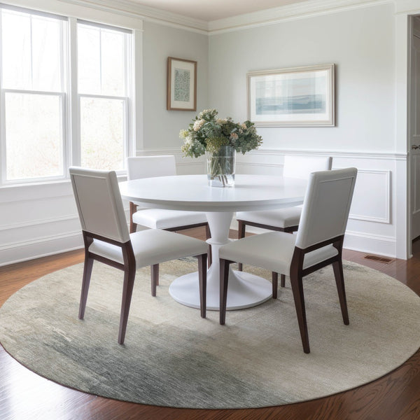 HomeRoots 5' Versatile Abstract Washable Area Rug in Beige, Taupe, and Ivory for Indoor & Outdoor Spaces 8' Round 616846