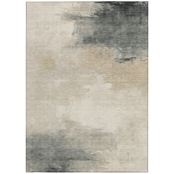 HomeRoots 5' Versatile Abstract Washable Area Rug in Beige, Taupe, and Ivory for Indoor & Outdoor Spaces 8' X 10' 616847