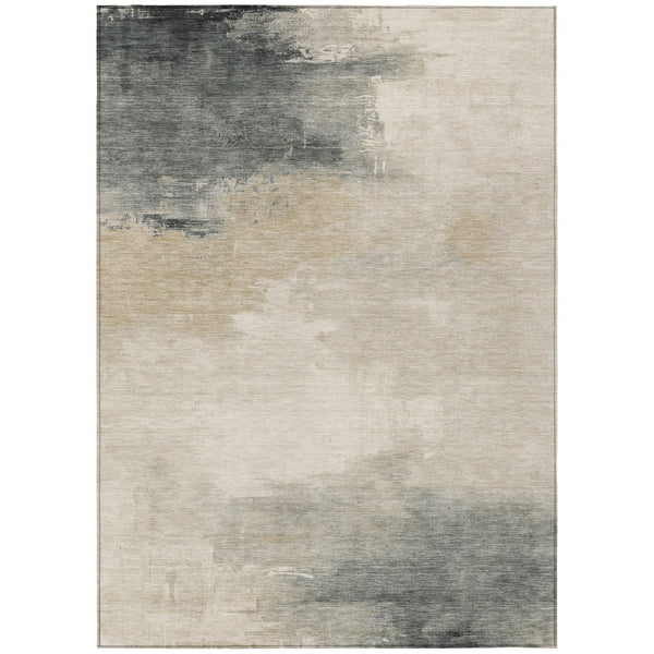 HomeRoots 5' Versatile Abstract Washable Area Rug in Beige, Taupe, and Ivory for Indoor & Outdoor Spaces 8' X 10' 616847