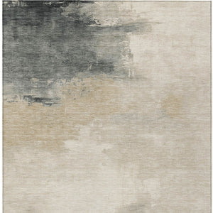 HomeRoots 5' Versatile Abstract Washable Area Rug in Beige, Taupe, and Ivory for Indoor & Outdoor Spaces 9' X 12' 616848
