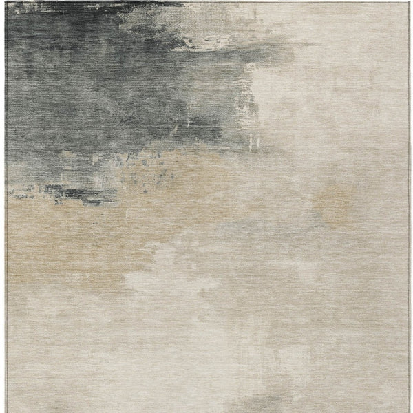HomeRoots 5' Versatile Abstract Washable Area Rug in Beige, Taupe, and Ivory for Indoor & Outdoor Spaces 9' X 12' 616848