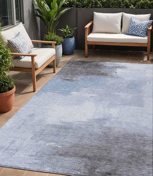 HomeRoots 5' Sky Blue Gray and Ivory Abstract Area Rug - Stylish, Washable Indoor/Outdoor Design for Versatile Spaces 5' X 8' 616857