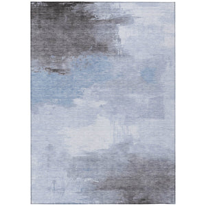 HomeRoots 5' Sky Blue Gray and Ivory Abstract Area Rug - Stylish, Washable Indoor/Outdoor Design for Versatile Spaces 5' X 8' 616857