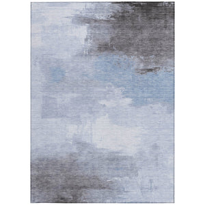 HomeRoots 5' Sky Blue Gray and Ivory Abstract Area Rug - Stylish, Washable Indoor/Outdoor Design for Versatile Spaces 8' X 10' 616859