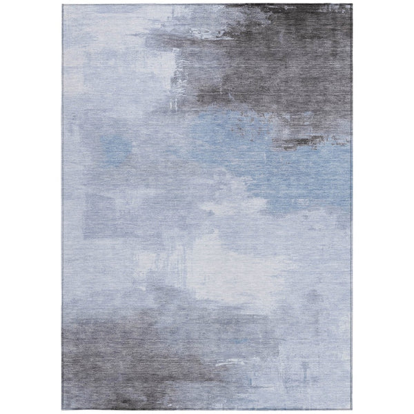 HomeRoots 5' Sky Blue Gray and Ivory Abstract Area Rug - Stylish, Washable Indoor/Outdoor Design for Versatile Spaces 8' X 10' 616859