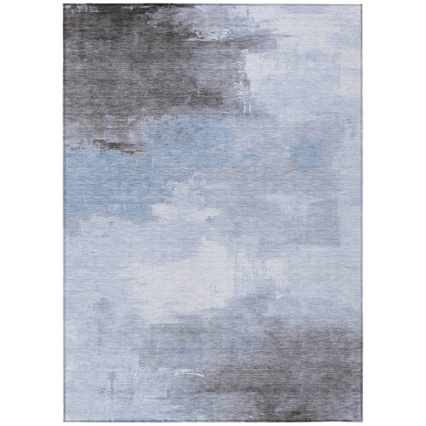 HomeRoots 5' Sky Blue Gray and Ivory Abstract Area Rug - Stylish, Washable Indoor/Outdoor Design for Versatile Spaces 10' X 14' 616861