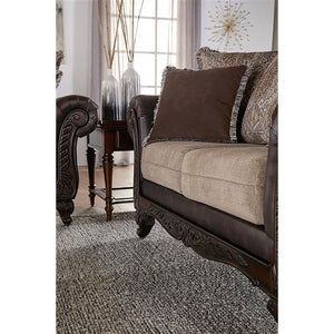 English Elm Brookridge Plush Brown Rolled Arm Sofa — Dark Faux Leather, Pillowtop Arms, Foam Comforting Luxury B062P354078