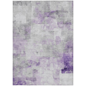 HomeRoots 5' Abstract Lavender Gray and Ivory Indoor Outdoor Area Rug – Durable, Stylish, Machine Washable Design 5' X 8' 616874