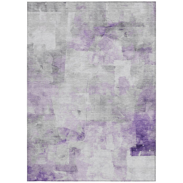 HomeRoots 5' Abstract Lavender Gray and Ivory Indoor Outdoor Area Rug – Durable, Stylish, Machine Washable Design 5' X 8' 616874