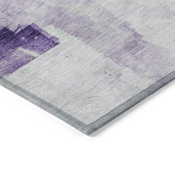 HomeRoots 5' Abstract Lavender Gray and Ivory Indoor Outdoor Area Rug – Durable, Stylish, Machine Washable Design 5' X 8' 616874