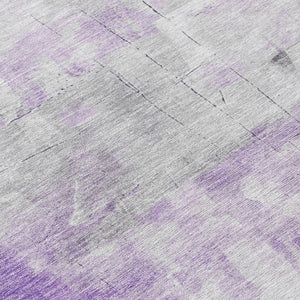 HomeRoots 5' Abstract Lavender Gray and Ivory Indoor Outdoor Area Rug – Durable, Stylish, Machine Washable Design 8' Round 616875